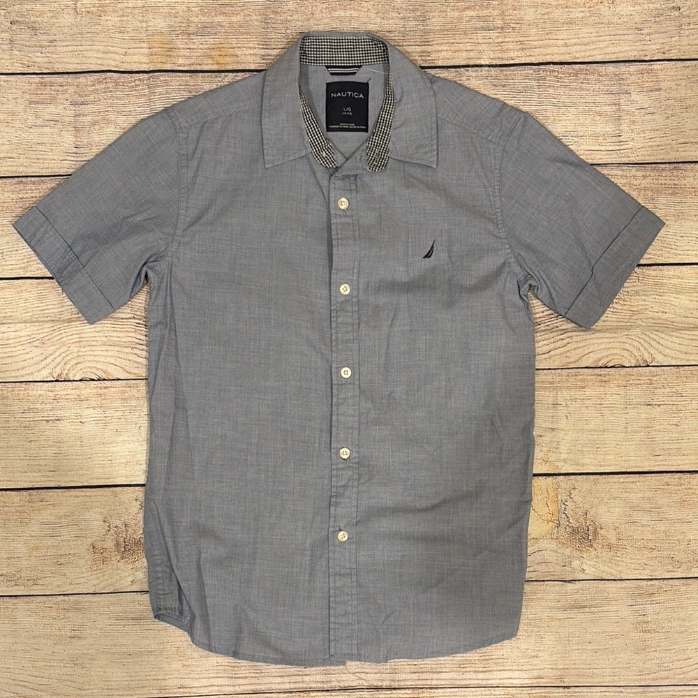 Nautica Men's Casual Gray Button Down Shirt